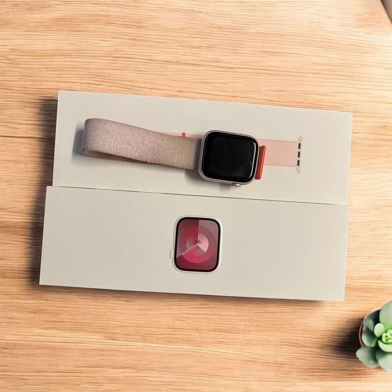 Apple Watch Series 9 GPS, 45mm Pink Aluminum Case with M/L Light Pink Sport Band