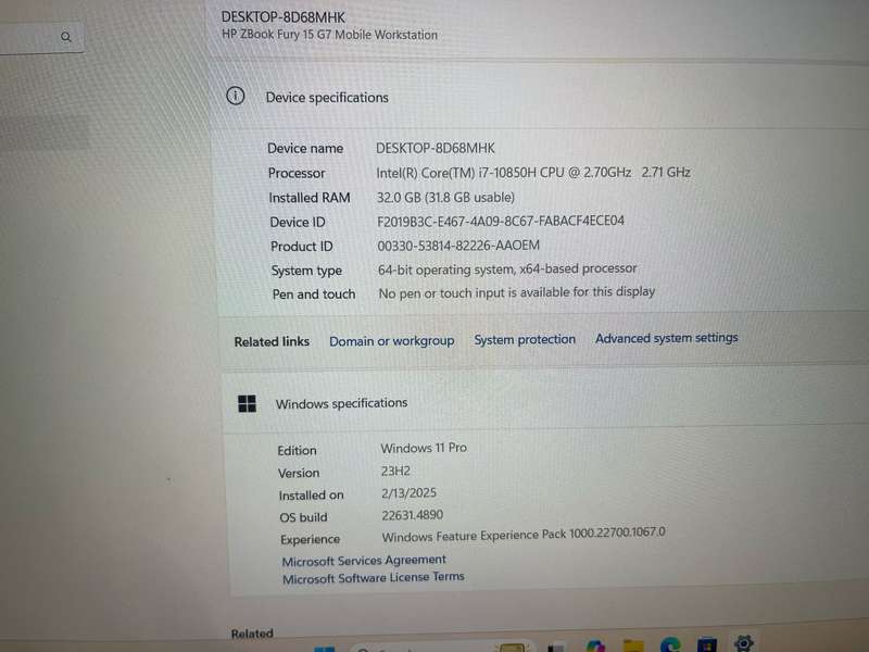 Hp Z book Fury 15 G7