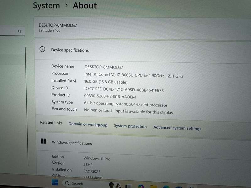 Dell Latitude 7400 Carbon Lid ,8th Gen i7-8665U@1.9GHz, 16GB Ram, 512GB Nvme Ssd, 14`Lte Fhd Display