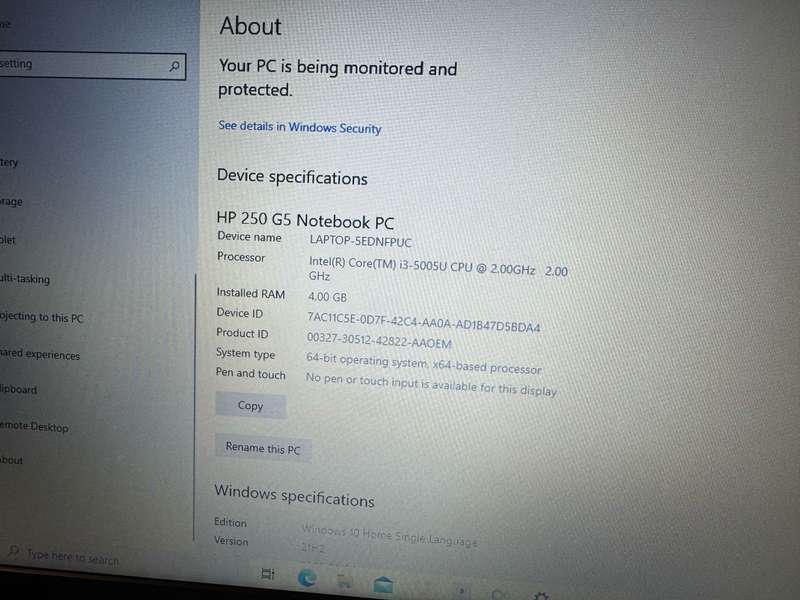 HP 250 G5, Intel i3-5005U@2.0GHz, 4Gb Ram, 500Gb Hdd, 15.6`