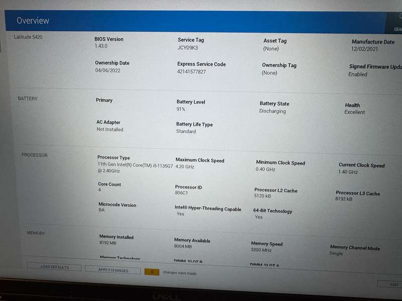 Dell Latitude 5420, 11th Gen i5 Intel Xe Graphics ,Lte  16Gb Ram, 256GB Nvme Ssd, Fhd Display mint
