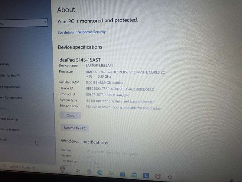 Lenovo Ideapad S145-15Ast Amd A9