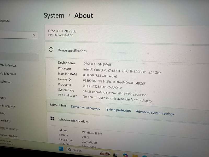 HP EliteBook 840 G6  8th Gen i7-8665U@1.9Ghz, 8gb Ram, 256Gb Ssd Fhd Display Lte