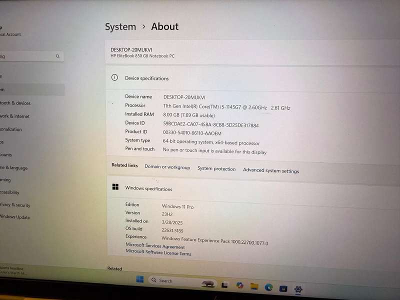 Hp Elitebook 850 G8 I5  11th Gen Fhd Display  Lte  8gb ram 256gb ssd