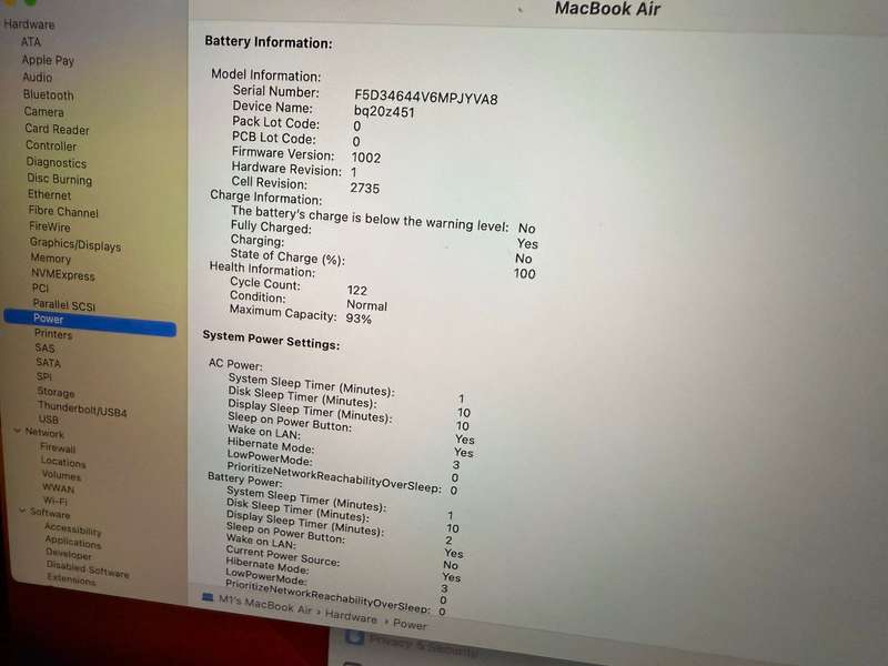 Macbook  Air  M1 Chip 2020 8gb Ram 250Gb Ssd