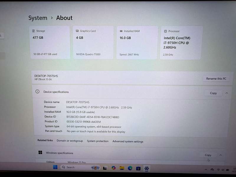 HP ZBook Studio Workstation | 9th GEN i5, 16GB RAM, 512GB SSD, FHD, Nvidia Quadro T1000 4GB Graphics