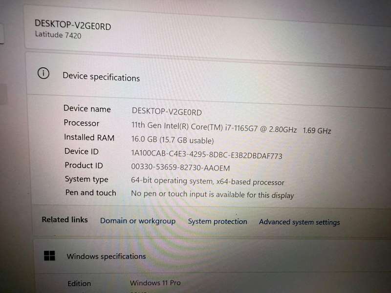 Dell Latitude 7420, 11th Gen i7-1185G7@3.0GHz,16GB Ram,512gb  Ssd Intel (R) Xe Graphics