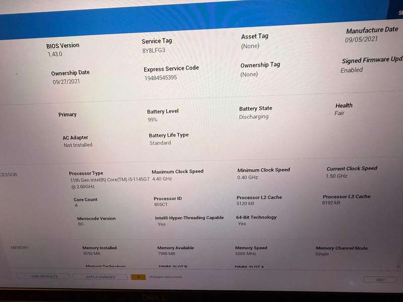 Dell Latitude 5520 Intel Iris Xe Graphics i5, 11th Gen  8GB 256GBssd