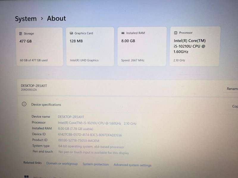Lenovo E15 i5 10th gen 8gb ram 512gb ssd