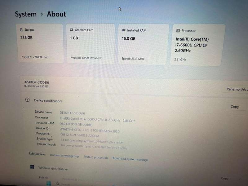 HP EliteBook 840 G3  i7 6TH gen 16GBram  256GB ssd 15.6'' lte Amd Radeon R7 M365x