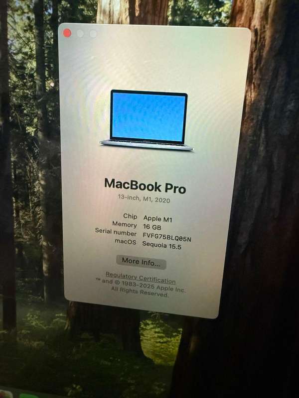 2020 Apple MacBook Pro 13 inch M1 8Core CPU 8 Core GPU Touch Bar 16GB Unified RAM 512gb ssd