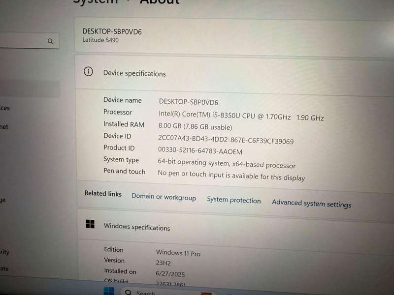Dell Latitude 5490, 8th Gen i5-8350U@1.6GHz, 8GB Ram, 512GB m.2 SSD, 14`Lte Mint
