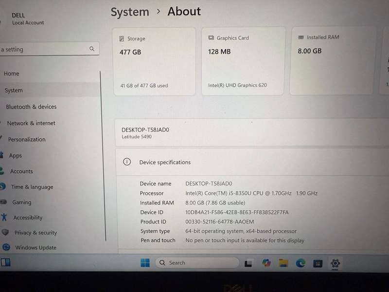 Dell Latitude 5490, 8th Gen i5-8350U, 8GB RAM, 512GB SSD, 14" LTE