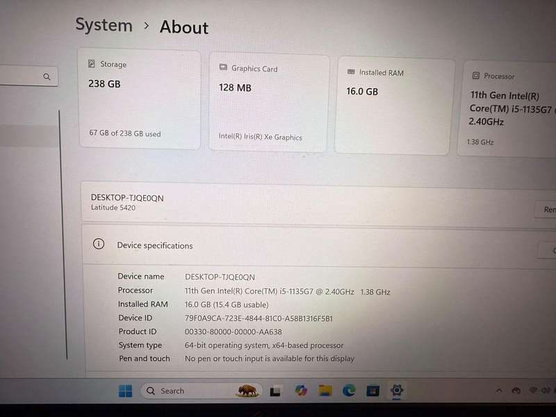 Dell Latitude 5420, 11th Gen i5 Intel Xe Graphics ,Lte  16Gb Ram, 256GB Nvme Ssd, Fhd Display