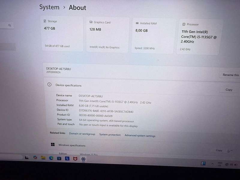 Lenovo Thinkpad  E15 I5 11th gen 8gb ram 512gb ssd