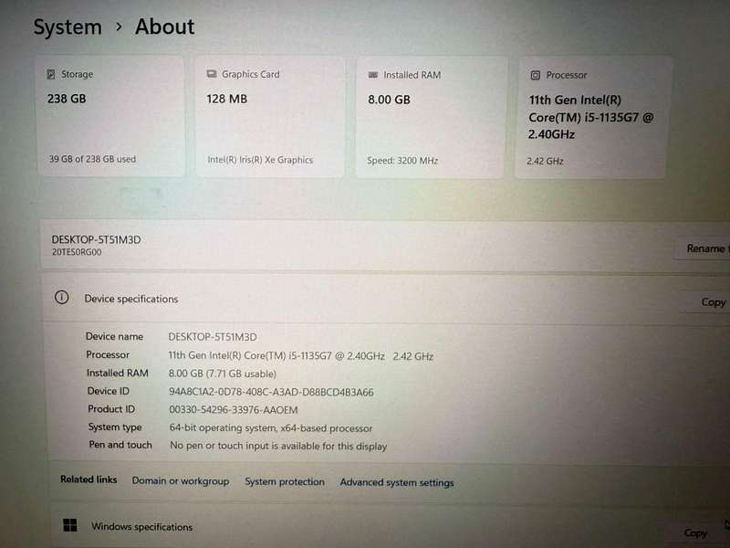 Lenovo Thinkpad  E15 I5 11th gen 8gb ram 512gb ssd