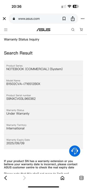 Asus ExpertBook B1502CVA Core i7-1355U 15.6 FHD 16GB RAM 512GB SSD Asus Warranty