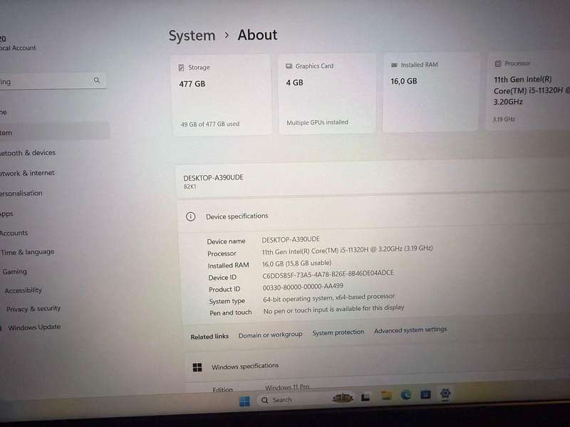 Lenovo IdeaPad Gaming 3 15IHU6 82K101Q0SA 11th Gen Intel Core i5-11320H 16gb ram 512gb ssd mint