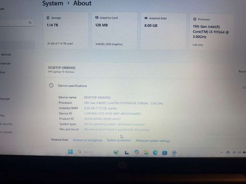 HP 15-dw3xxx 11th Gen Core i3-1115G4@3.0GHz 8gb ram  256gb  m2 ssd  1tb hdd