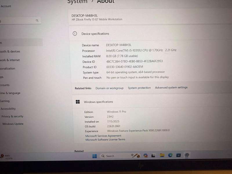 HP Z Book Firefly 15 G7 Mobile Workstation i5 10th Gen 8GB RAM 256GB SSD LTE