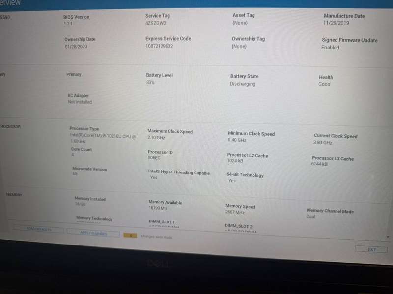 Dell Vostro 5590 i5 10th gen 16gb ram 256gb ssd