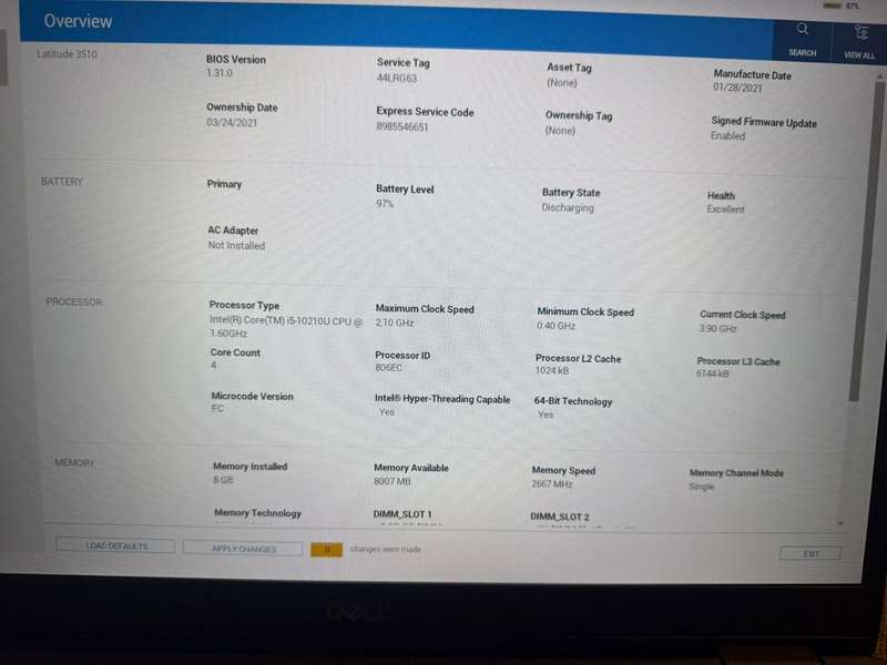 Dell Latitude 3510 i5 10th gen 8gb ram 256gb ssd fhd display