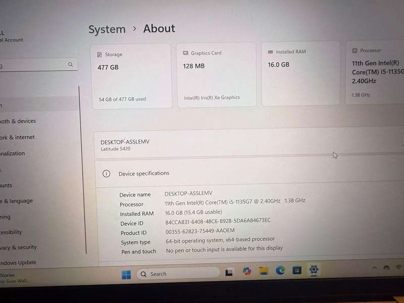 Dell Latitude 5420, 11th Gen i5 Intel Xe Graphics ,Lte  16Gb Ram 512gb Nvme Ssd, Fhd Display