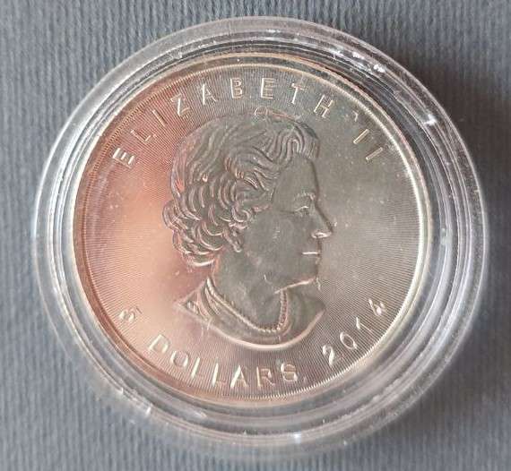 2014 Canada five dollar one ounce fine silver coin