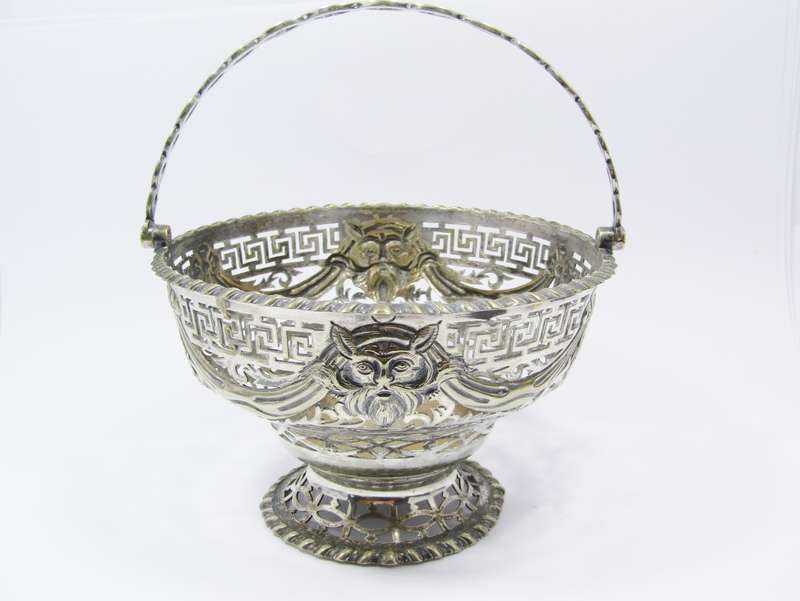 Antique Gothic Revival Silver-Plated Sweets Basket