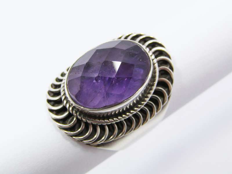 A Lovely Boho Design Amethyst Ring in Sterling Silver