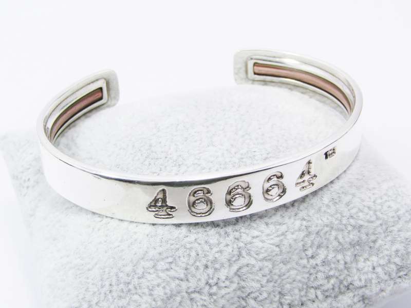 Stunning Nelson Mandela Original 46664 Cuff Bangle in Sterling Silver