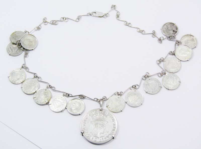 A Gorgeous Weighty Coin Necklace in Silver.