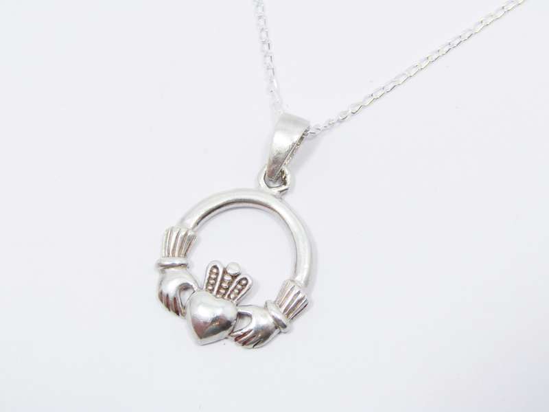 Sterling Silver Claddagh Design Pendant on Chain