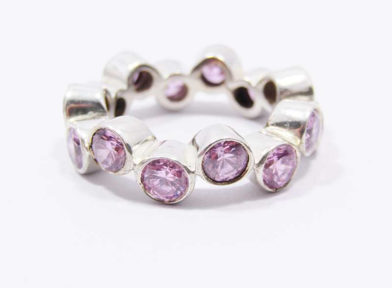 A Gorgeous Chunky Pink Zirconia Full Eternity in Sterling Silver.