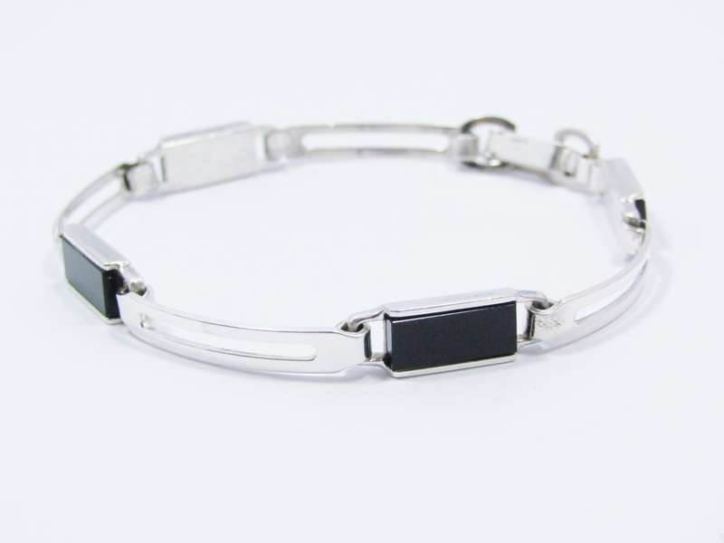Modernist Silver & Onyx Bracelet by Friedrich Speidel