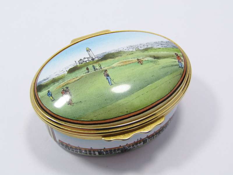 Rare, Halcyon Days "Turnberry Golf Course" Enameled Box