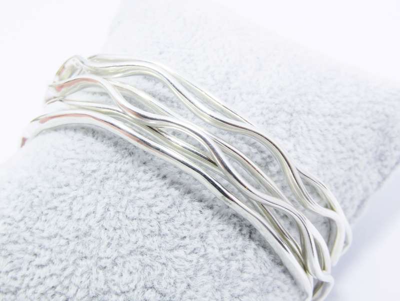 Stunning Flat Sturdy Wavy Design Bangles in Sterling Silver