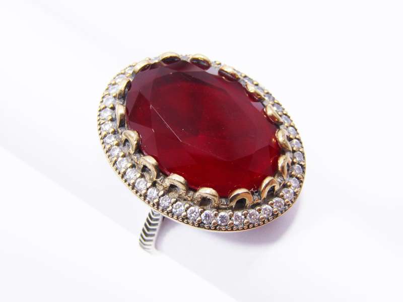 A Gorgeous Huge Red Stone Ring in Sterling Silver
