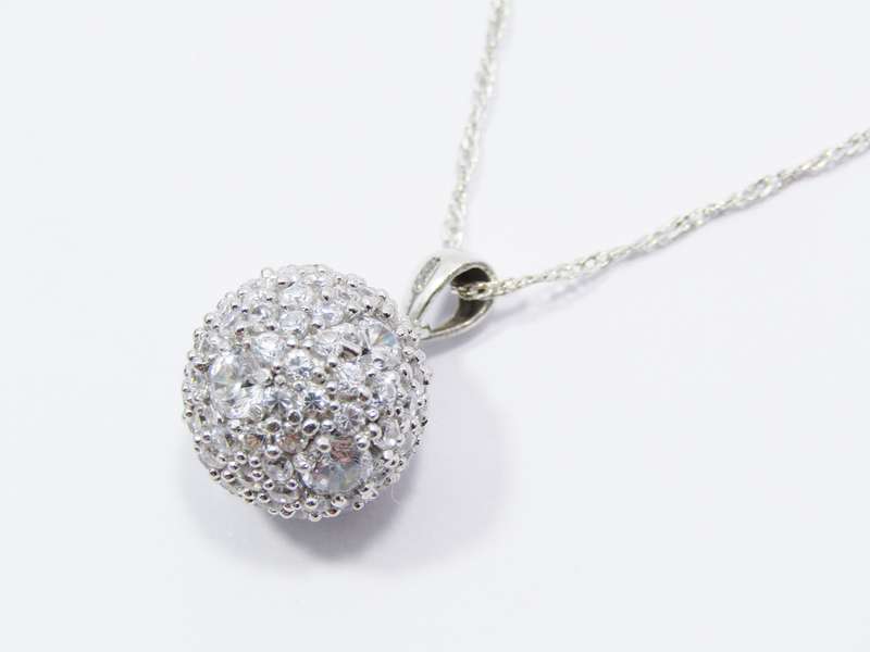A Stunning Detailed Glitter Ball Pendant On Chain in Sterling Silver.