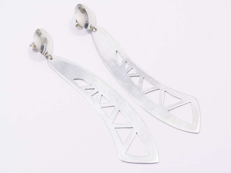 A Gorgeous Bold Pair of Mexican Design Earrings in Sterling Silver