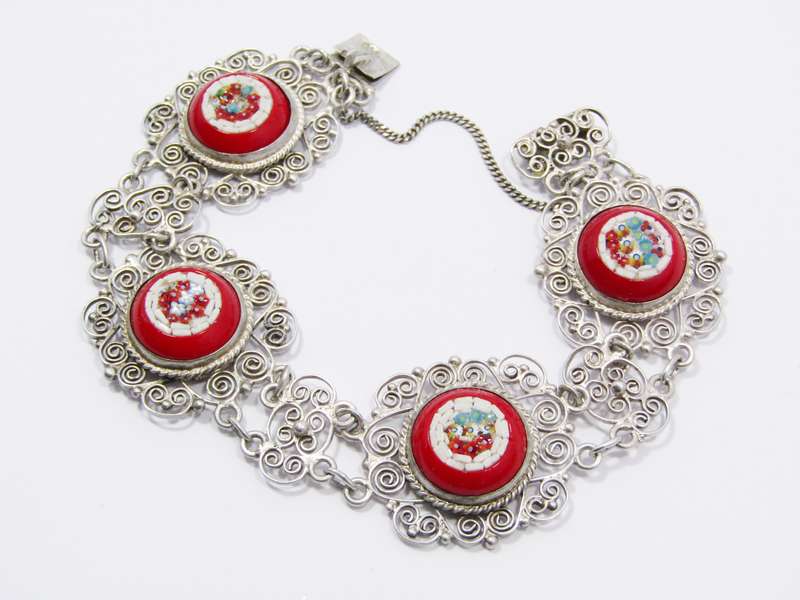 Gorgeous Chunky Micro Mosaic Bracelet in Silver
