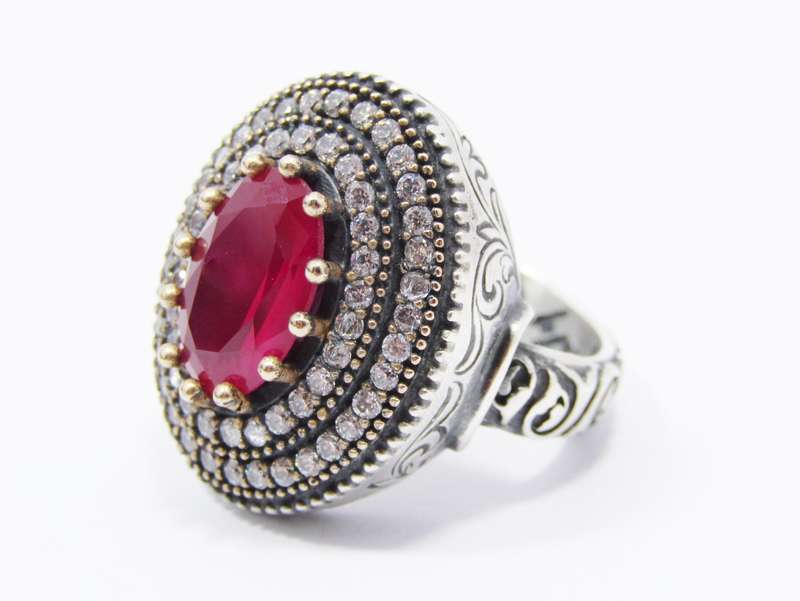 A Gorgeous Chunky Synthetic Ruby Ring in Sterling Silver
