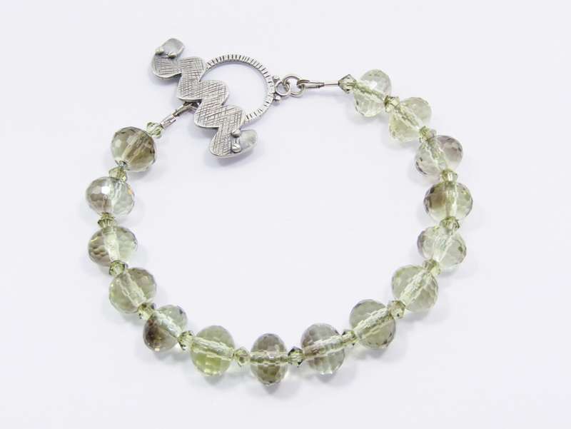 A Gorgeous Facetted Quartz Bracelet With an Amazing Fob  Snake Design Clasp in Sterling Silver