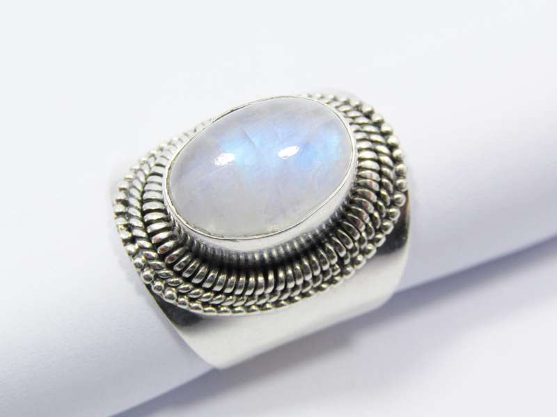 A Stunning Bohemian Design Ring With a Moonstone in Sterling Silver.