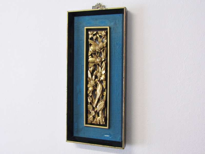 Beautiful Antique Oriental Wood Panel Carving