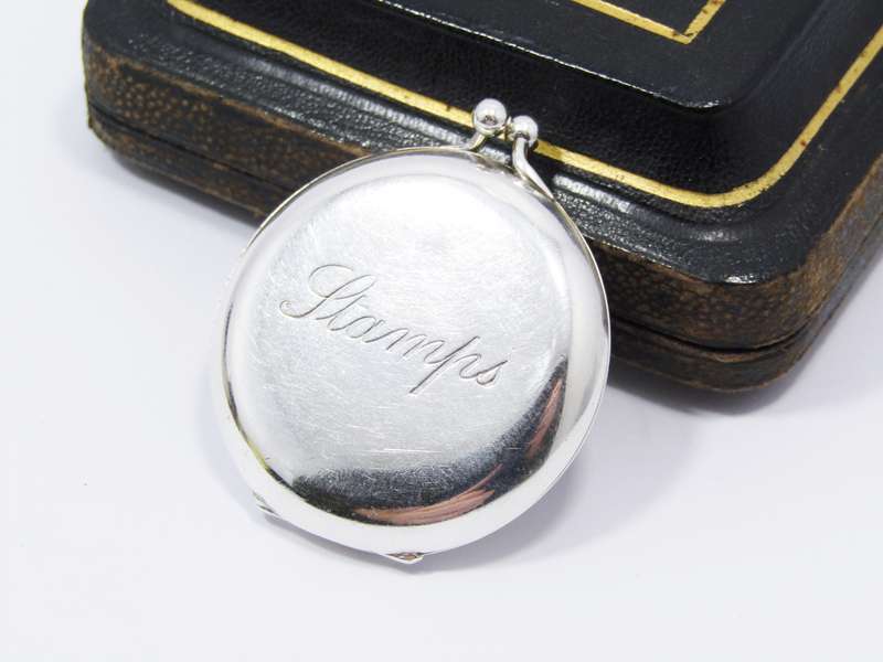 Antique (c1906) Hallmarked Silver Stamp Holder
