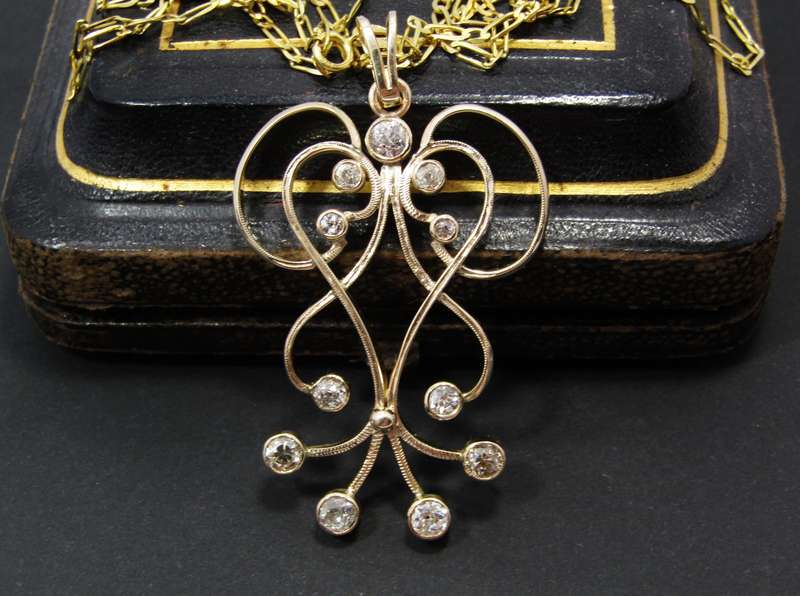 Exceptional! Statement Antique Style Gold & 1.5ct Diamond Necklace