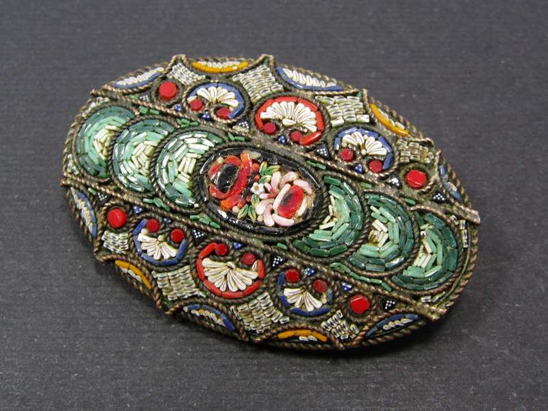 Antique/Vintage Detailed Italian Micro-Mosaic Brooch