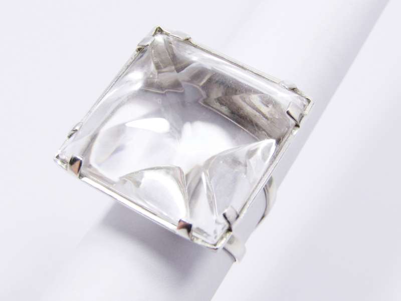 Beautiful! Chunky Rock Crystal & Sterling Silver Ring