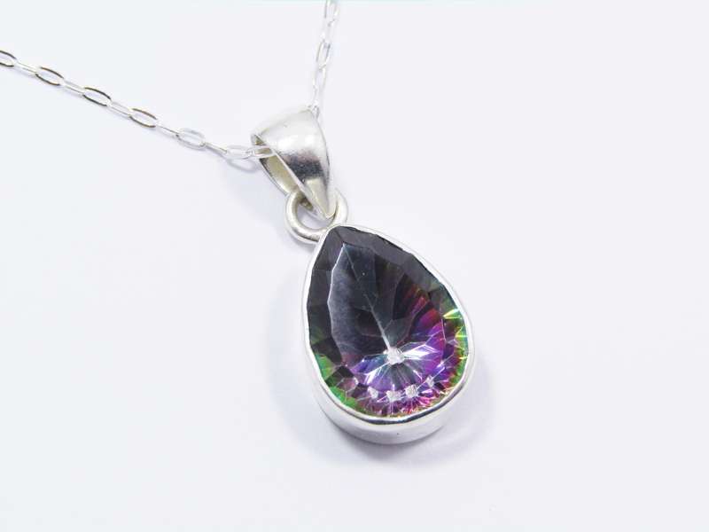 A Very Pretty Mystic Topaz Pendant on Chain in Sterling Silver.